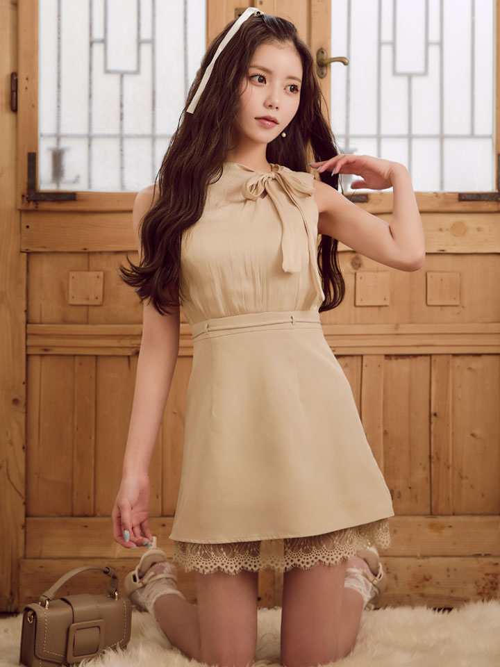 シフォンリボンレースミニドレス/キャバドレス1