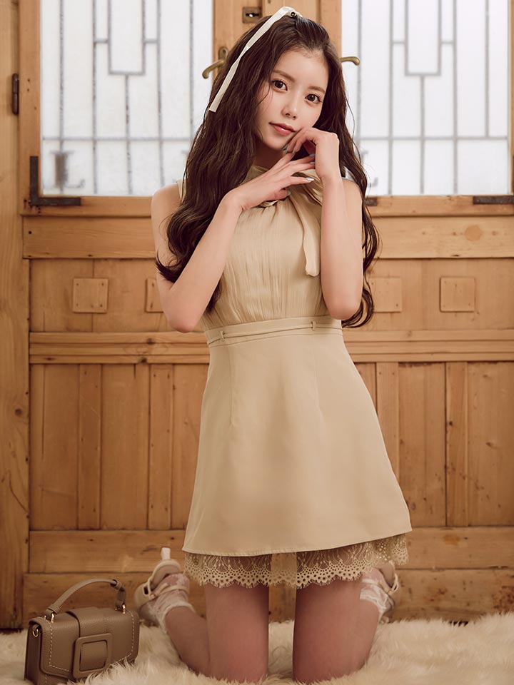 シフォンリボンレースミニドレス/キャバドレス7