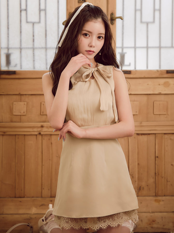 シフォンリボンレースミニドレス/キャバドレス9