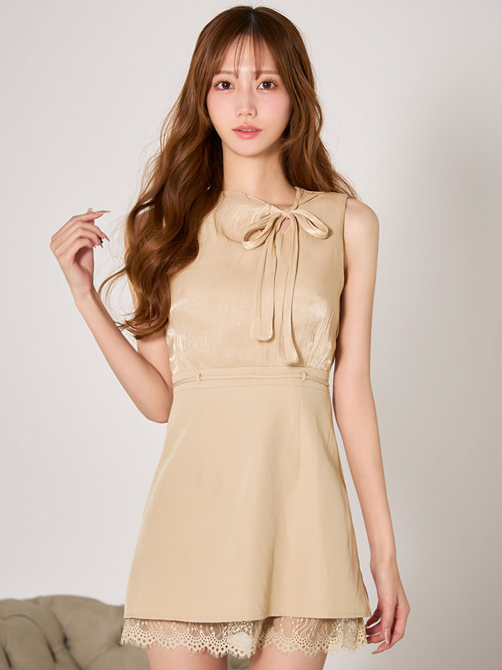 シフォンリボンレースミニドレス/キャバドレス1