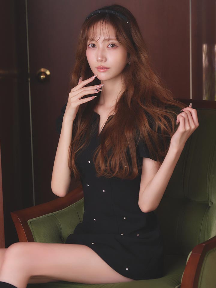 パフスリーブラメビジューAラインミニドレス/キャバドレス4