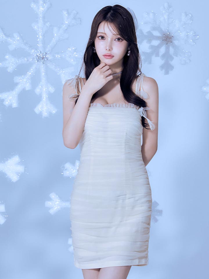 シフォンギャザーキャミソールタイトミニドレス/キャバドレス6