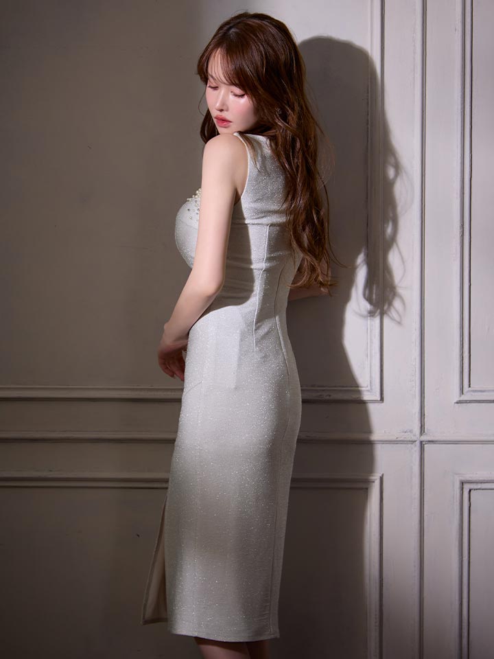 アシメショルダービジュータイトミディアムドレス/キャバドレス16