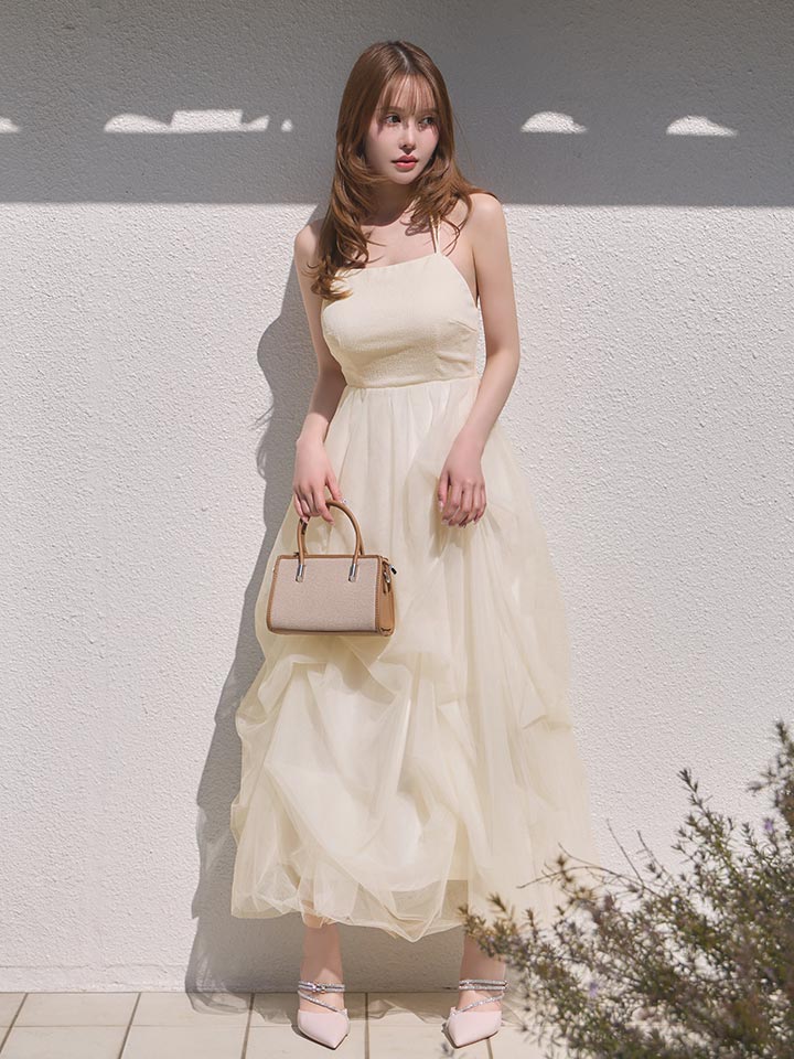 シフォンレイヤードミディアムワンピース/キャバドレス01