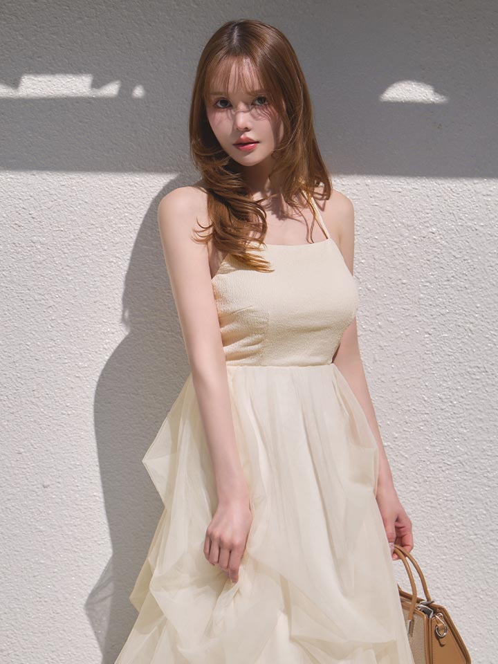 シフォンレイヤードミディアムグワンピース/キャバドレス02