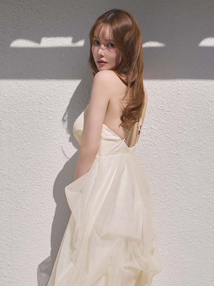 シフォンレイヤードミディアムワンピース/キャバドレス04