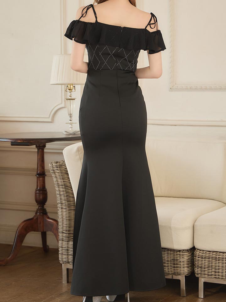 オフショルビジューロングドレスドレス/キャバドレス10