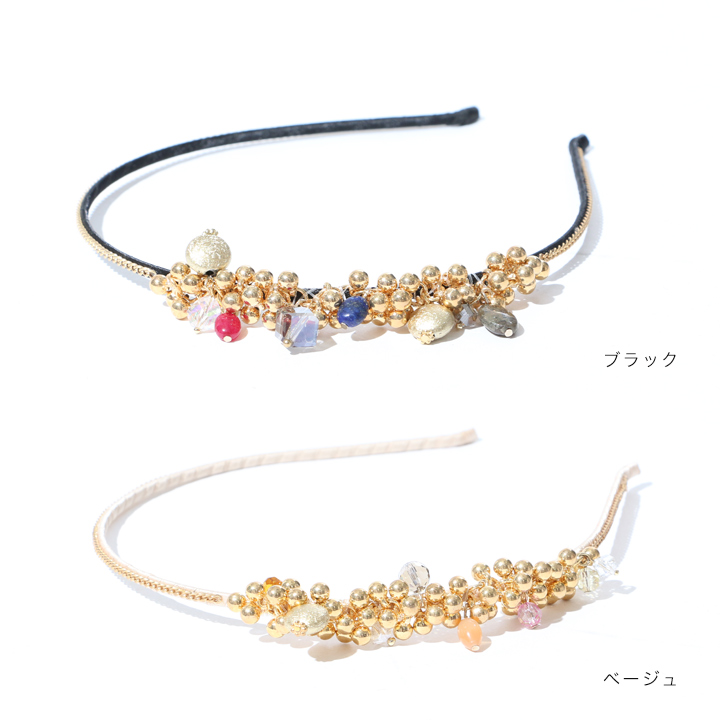 【アクセサリー：ブレスレット】マルチビーズカチューシャ・2カラー[OF02-U] - ドレスショップ Jewels（ジュエルズ）