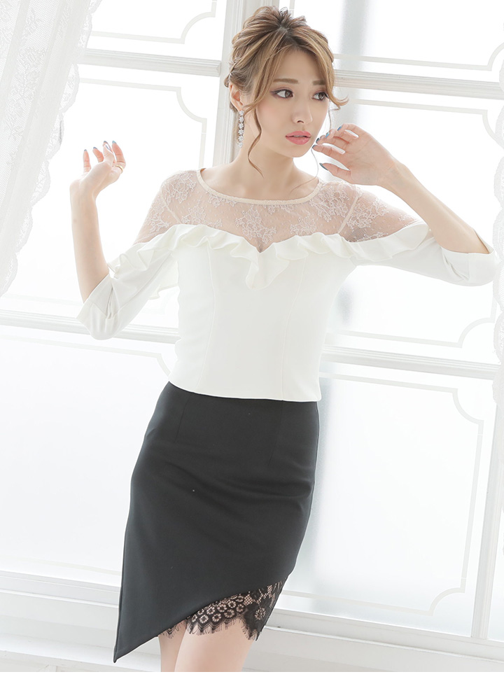 高級ドレスanが特別価格!】セットアップ/シースルーレース/フリル 