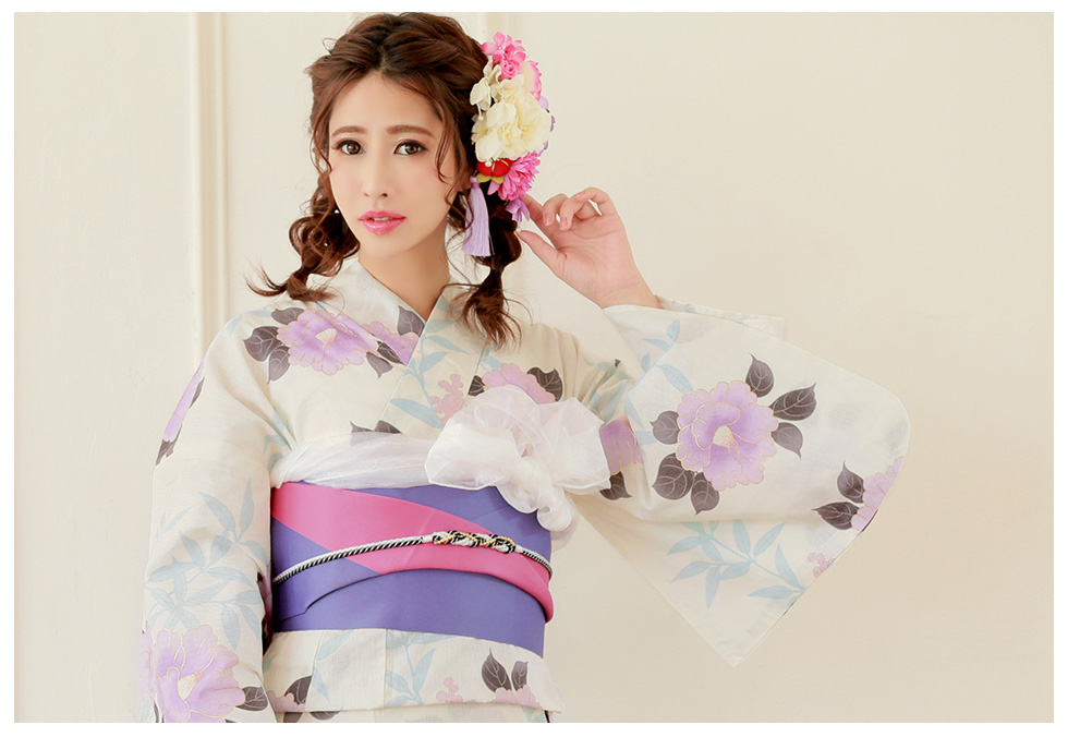 シロ♪百花繚乱 椿の氷菓子★上質変わり織り大人 浴衣★高級 浴衣 3点セット