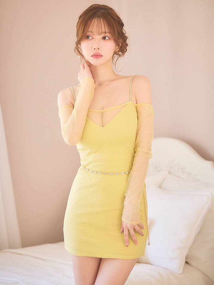 ラメシアーオフショルタイトミニドレス/キャバドレス29