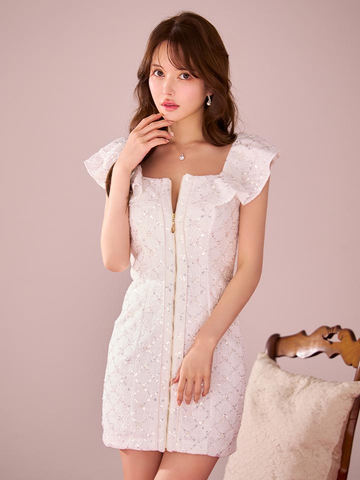フリルオフィショルスパンコールミニドレス/キャバドレス14
