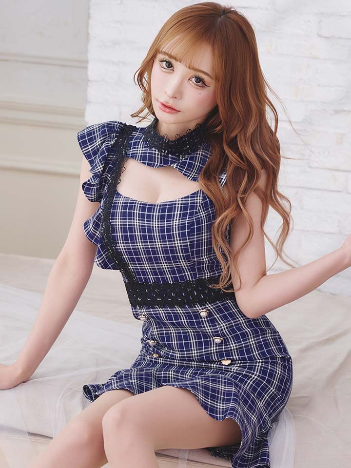 レースチェックマーメイドタイトミニドレス/キャバドレス12
