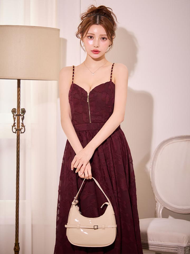 花柄シフォンレイヤードキャミワンピースドレス/キャバドレス11