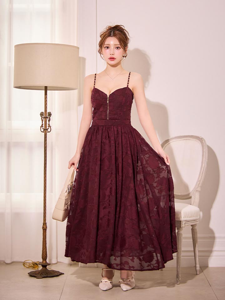 花柄シフォンレイヤードキャミワンピースドレス/キャバドレス17