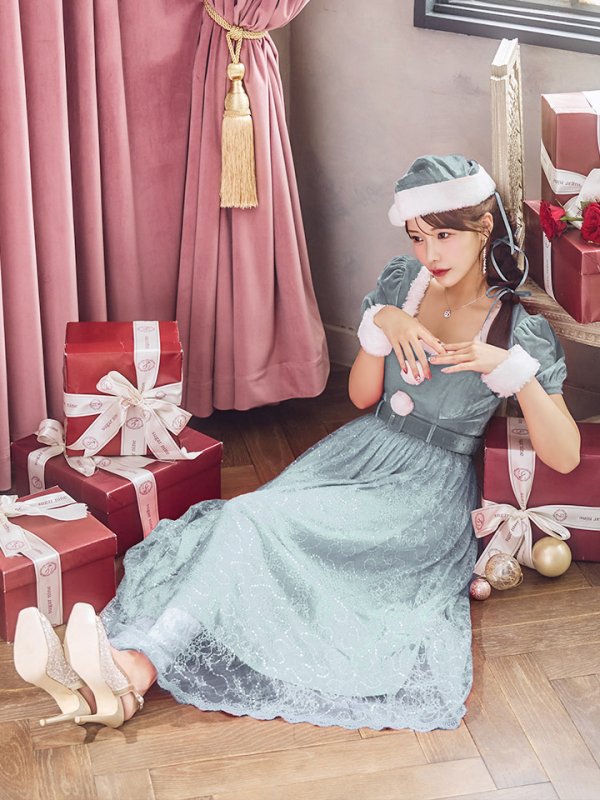 画像5: 【サンタセール！】【サンタコス 5点セット】【S-Mサイズ/2カラー】ベロアワンピースサンタ[YMT] (5)