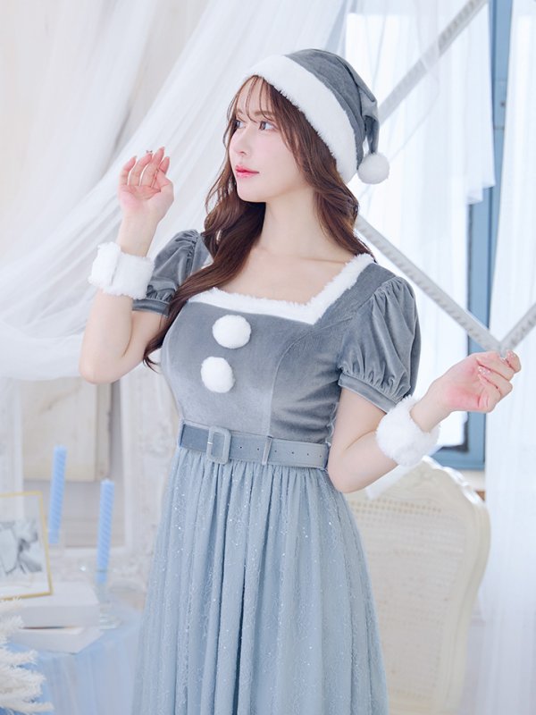 画像11: 【サンタセール！】【サンタコス 5点セット】【S-Mサイズ/2カラー】ベロアワンピースサンタ[YMT] (11)