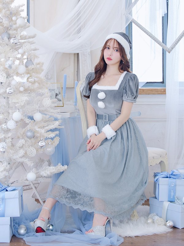 画像13: 【サンタセール！】【サンタコス 5点セット】【S-Mサイズ/2カラー】ベロアワンピースサンタ[YMT] (13)