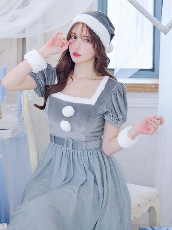 画像15: 【サンタセール！】【サンタコス 5点セット】【S-Mサイズ/2カラー】ベロアワンピースサンタ[YMT] (15)