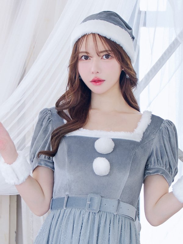 画像8: 【サンタセール！】【サンタコス 5点セット】【S-Mサイズ/2カラー】ベロアワンピースサンタ[YMT] (8)