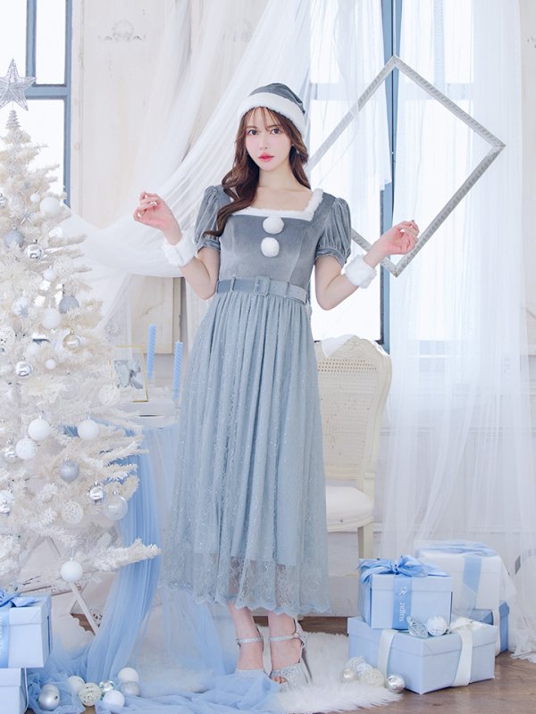 画像10: 【サンタセール！】【サンタコス 5点セット】【S-Mサイズ/2カラー】ベロアワンピースサンタ[YMT] (10)