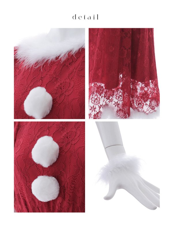 画像24: 【サンタセール！】【サンタコス 4点セット】【S-Lサイズ/1カラー】フラワーレースワンピースサンタ[YMT] (24)