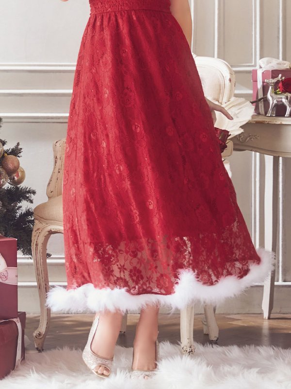 画像8: 【サンタセール！】【サンタコス 4点セット】【S-Lサイズ/1カラー】フラワーレースワンピースサンタ[YMT] (8)