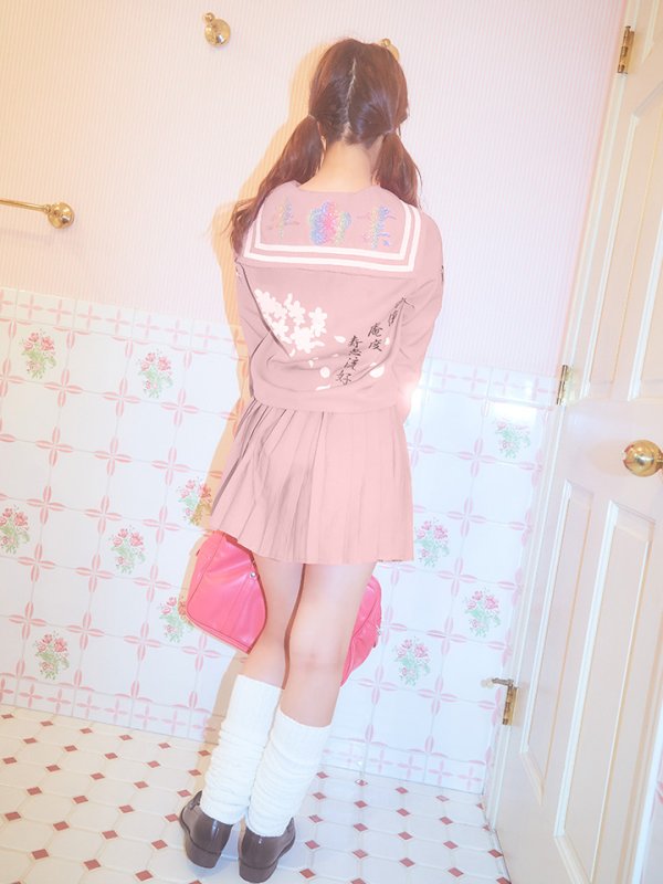 画像8: 【即日発送！】【ハロウィン】ピンクJK/女子高生/セーラー服コスプレセット【ハロウィン3点セット】【S-Lサイズ/1カラー】[HC03] (8)