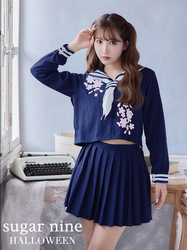 画像4: 【即日発送！】【ハロウィン】セーラー服JK/女子高生/セーラー服コスプレセット【ハロウィン3点セット】【S-Mサイズ/2カラー】[HC03] (4)