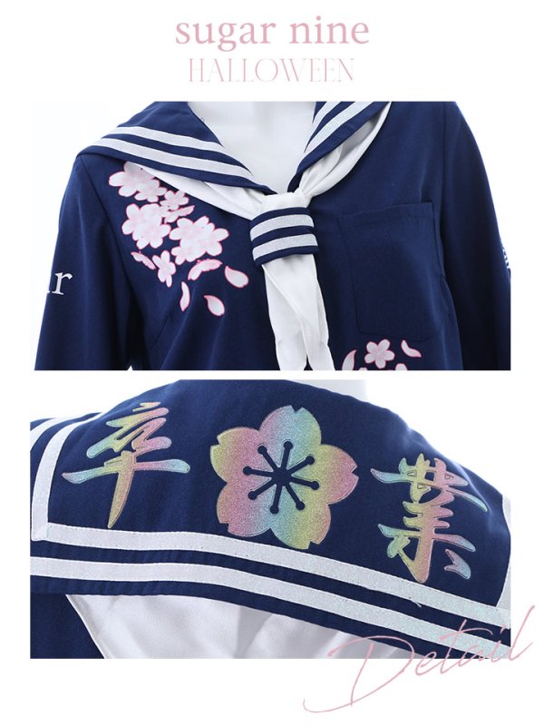 画像13: 【即日発送！】【ハロウィン】セーラー服JK/女子高生/セーラー服コスプレセット【ハロウィン3点セット】【S-Lサイズ/1カラー】[HC02] (13)