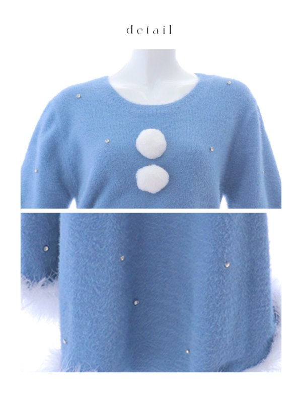 画像18: 【サンタセール！】【サンタコス 5点セット】【S-Lサイズ/2カラー】ビジューニットワンピースサンタコスプレ[YMT] (18)