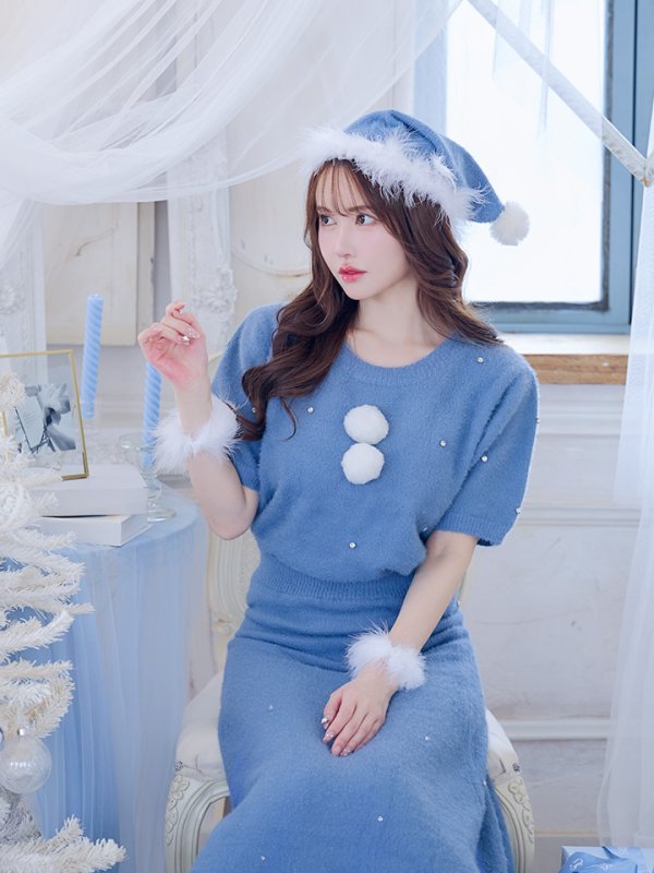 画像16: 【サンタセール！】【サンタコス 5点セット】【S-Lサイズ/2カラー】ビジューニットワンピースサンタコスプレ[YMT] (16)