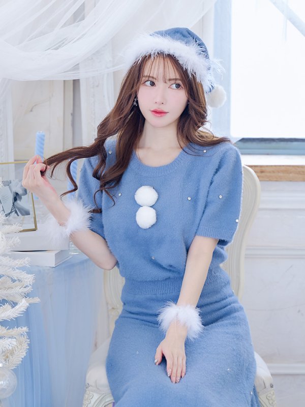 画像3: 【サンタセール！】【サンタコス 5点セット】【S-Lサイズ/2カラー】ビジューニットワンピースサンタコスプレ[YMT] (3)