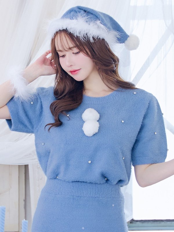 画像8: 【サンタセール！】【サンタコス 5点セット】【S-Lサイズ/2カラー】ビジューニットワンピースサンタコスプレ[YMT] (8)