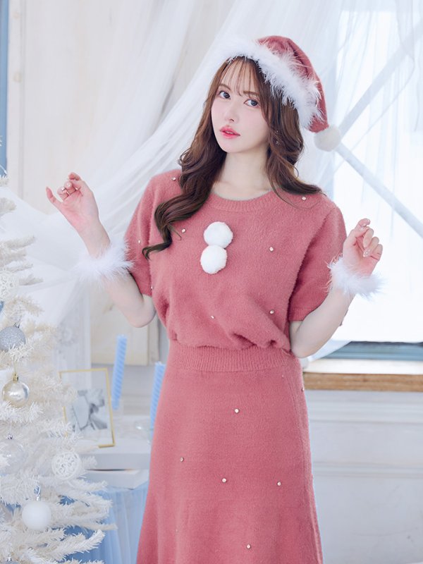 画像5: 【サンタセール！】【サンタコス 5点セット】【S-Lサイズ/2カラー】ビジューニットワンピースサンタコスプレ[YMT] (5)