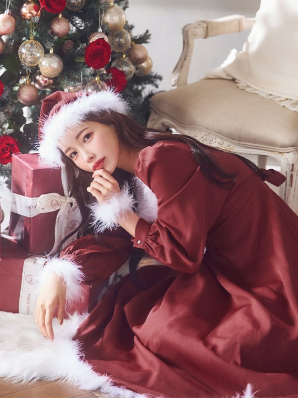 画像5: 【ノベルティ対象】【即日発送】【サンタコス 4点セット】【S-Lサイズ/2カラー】バックリボンフレアワンピースサンタコスプレ[YMT] (5)