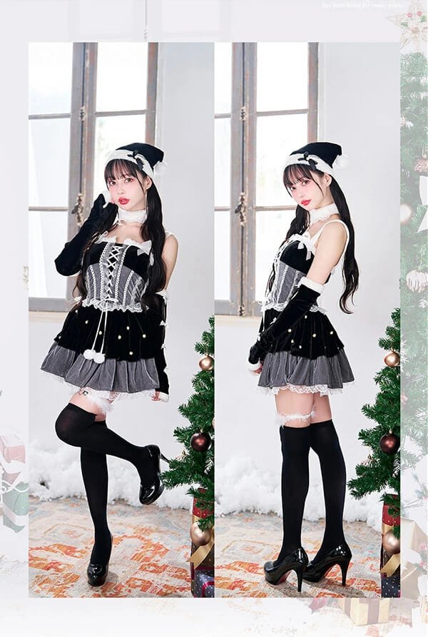 画像9: 【即日発送！】【クリスマスコスプレ6点セット】【Malymoon/マリームーン】スノークリスタルレースサンタ【フリーサイズ/2カラー】[OF03] (9)