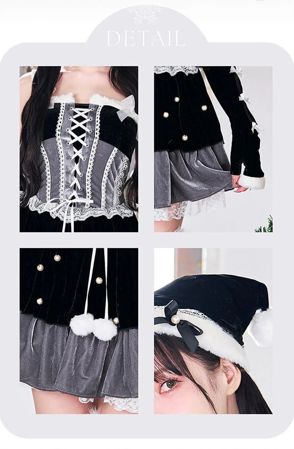 画像10: 【即日発送！】【クリスマスコスプレ6点セット】【Malymoon/マリームーン】スノークリスタルレースサンタ【フリーサイズ/2カラー】[OF03] (10)