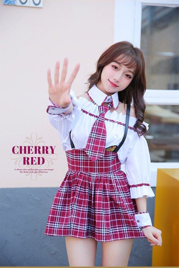 画像5: 【即日発送】オフショル女子高生/ミニスカJK《ハロウィンコスプレ8点セット》【Malymoon/マリームーン】[YMT] (5)
