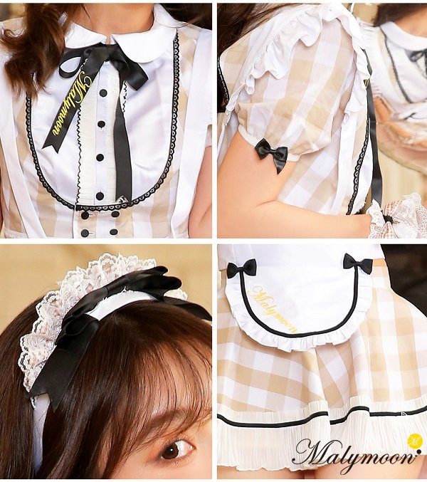 画像7: 【即日発送】ギンガムチェックメイドコスプレ【マリームーン】【ハロウィンコスプレ8点セット】【2サイズ/1カラー】[HC02] (7)