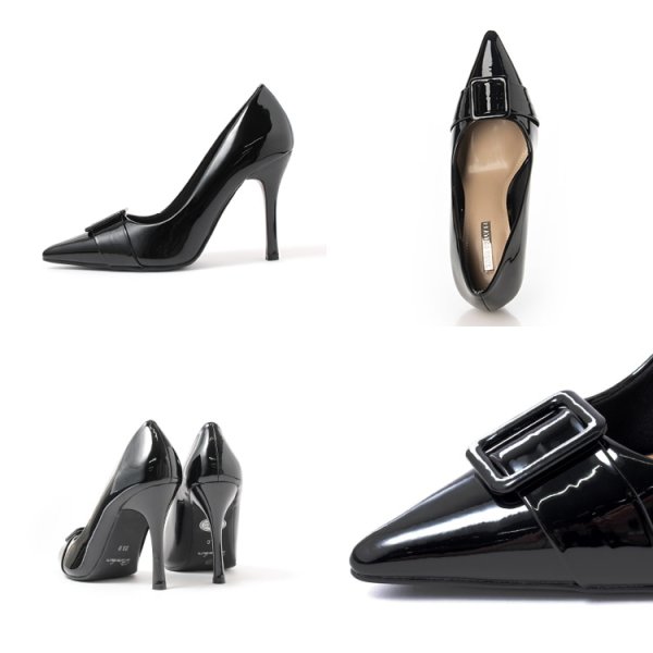 画像2: 【COMEX】 1color/ 10cmヒール/ ポインテッドトゥ/ バックル/ ピンヒール/ ハイヒール/ パンプス[OF02] (2)