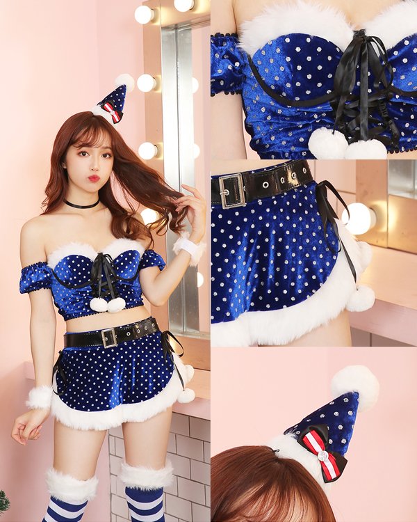 画像13: 【即日発送】【クリスマスコスプレ9点セット】【Malymoon/マリームーン】ラメドットサンタクロースコスチューム【フリーサイズ/2カラー】[YMT] (13)
