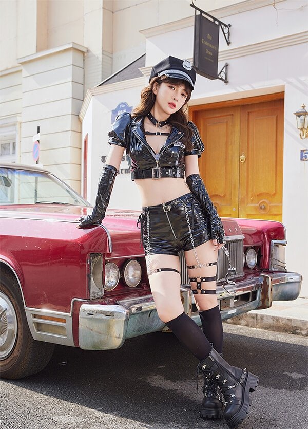 画像4: 【即日発送】パンキッシュレザーポリス【マリームーン】【ハロウィンコスプレ8点セット】【フリーサイズ/1カラー】[HC03] (4)