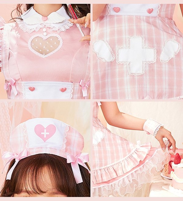 画像15: 【即日発送】アイドルチェックナース【マリームーン】【ハロウィンコスプレ5点セット】【フリーサイズ/2カラー】[HC03] (15)