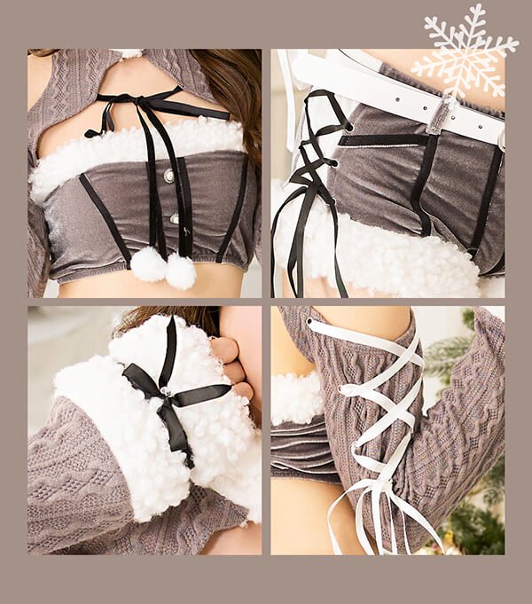 画像15: 【ノベルティ対象】【即日発送！】【クリスマスコスプレ7点セット】【Malymoon/マリームーン】リボンラッピングサンタセットアップ【フリーサイズ/2カラー】[YMT] (15)