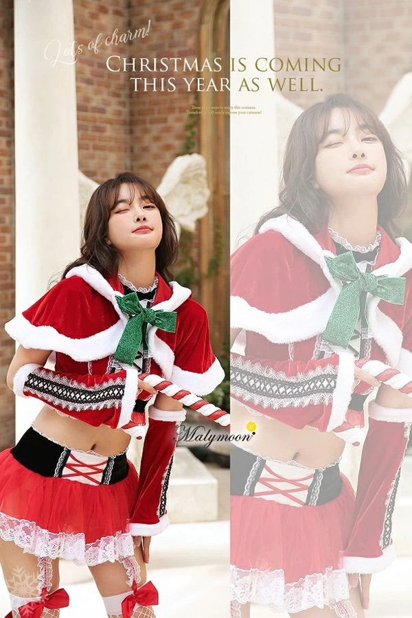 画像4: 【即日発送】【クリスマスコスプレ7点セット】【Malymoon/マリームーン】ネコ耳ケープサンタ【フリーサイズ/1カラー】[YMT] (4)