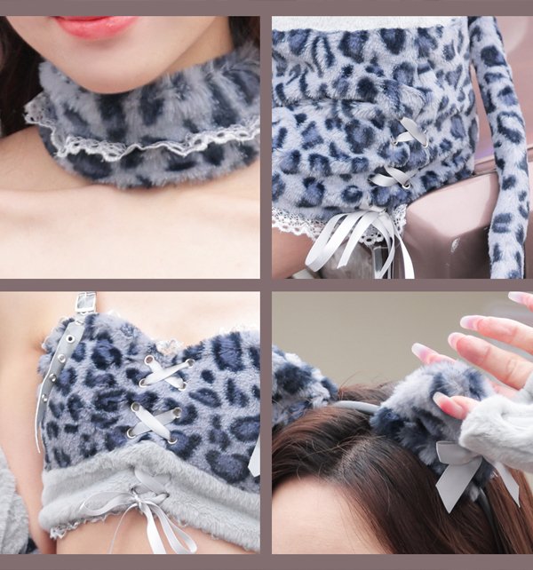 画像16: 【即日発送】ふわもこレオパード【マリームーン】【ハロウィンコスプレ8点セット】【フリーサイズ/3カラー】[OF04] (16)