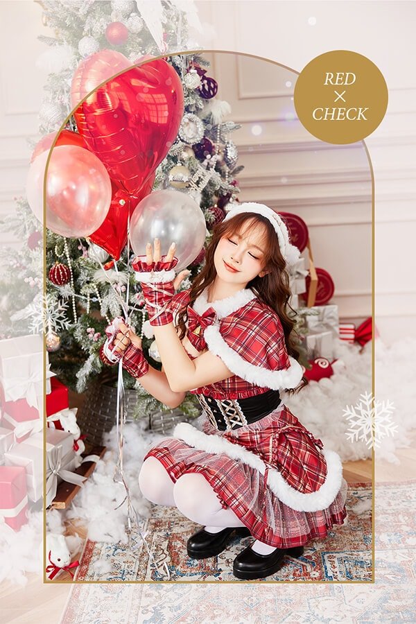 画像5: 【即日発送！】【クリスマスコスプレ6点セット】【Malymoon/マリームーン】チェックエンジェルサンタ【フリーサイズ/1カラー】[OF03] (5)