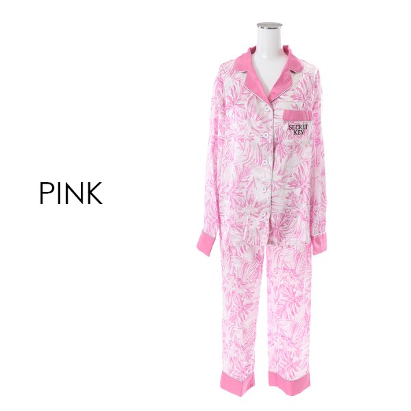 画像7: 【ルームウェア】リーフプリントサテンシャツパジャマ [HC02] (7)