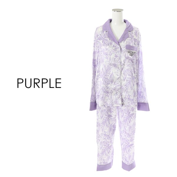 画像8: 【ルームウェア】リーフプリントサテンシャツパジャマ [HC02] (8)